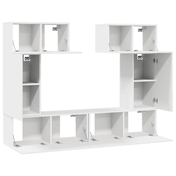 vidaXL 6 Piece TV Stand Set White Engineered Wood