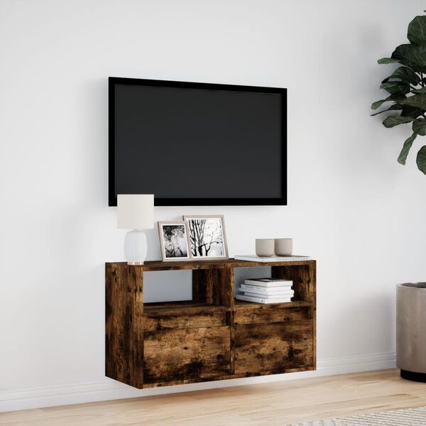 vidaXL TV Wall Cabinet Smoked Oak Engineered Wood Standard