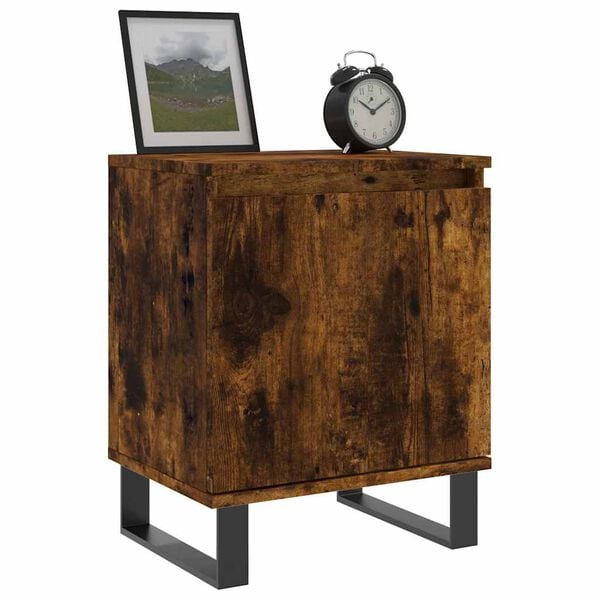 vidaXL Bedside Cabinet Set of 2 Smoked oak Engineered wood, iron
