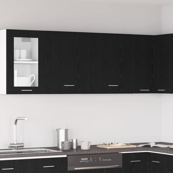vidaXL Hanging Cabinet Lyon 2 pcs Black Oak 19.69 x 12.20 x 23.62 in