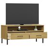vidaXL TV Cabinet Brown Solid Pine Wood and Metal Medium TV Cabinet
