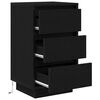 vidaXL Bedside Cabinet Black Engineered Wood Large Bedside Cabinet