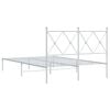 vidaXL Bed Frame White Powder-Coated Steel Small Double Bed Frame