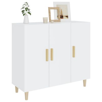 vidaXL Sideboard High Gloss White 35.4"x13.4"x31.5" Engineered Wood