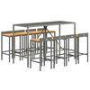vidaXL Garden Bar Set Grey PE Rattan, Solid Acacia Wood, Powder-Coated Steel