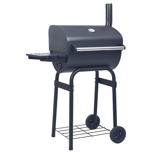 vidaXL Charcoal BBQ Grill Smoker with Bottom Shelf Black
