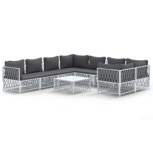 vidaXL Garden Lounge Set White Woven fabric, Powder-coated steel, Textilene