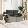 vidaXL Garden Sofa Grey PE rattan, powder-coated steel, polyester 2-seater