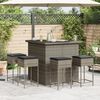 vidaXL Garden Bar Set Grey PE rattan, powder-coated steel, polyester