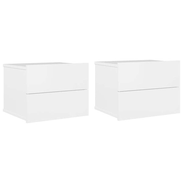 vidaXL Bedside Cabinet Set of 2 High gloss white Engineered wood