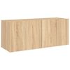 vidaXL TV Wall Stand with LED Lights Sonoma Oak 39.4"x13.8"x16.1"