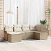 vidaXL Garden Sofa Set with Cushion 6 pcs Beige Poly Rattan