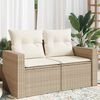 vidaXL Garden Sofa Beige PE Rattan Two-seater Adjustable Feet
