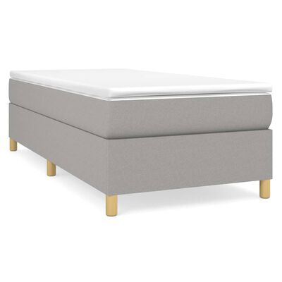 vidaXL Box Spring Bed with Mattress Light Gray 39.4"x74.8" Twin Fabric