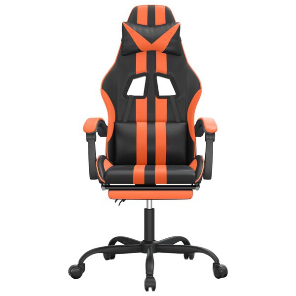 vidaXL Gaming Chair with Footrest Black and Orange Faux Leather