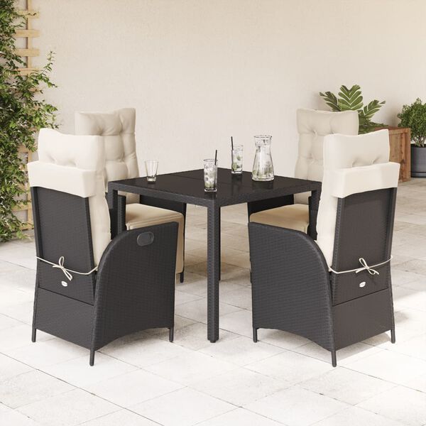 vidaXL Garden Dining Set Black, Cream White