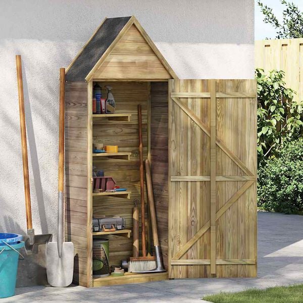 vidaXL Tool Shed Natural Pinewood Treated Pinewood Large Garden Shed
