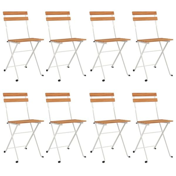vidaXL Folding Bistro Chair Set of 8 Natural Wood and Black