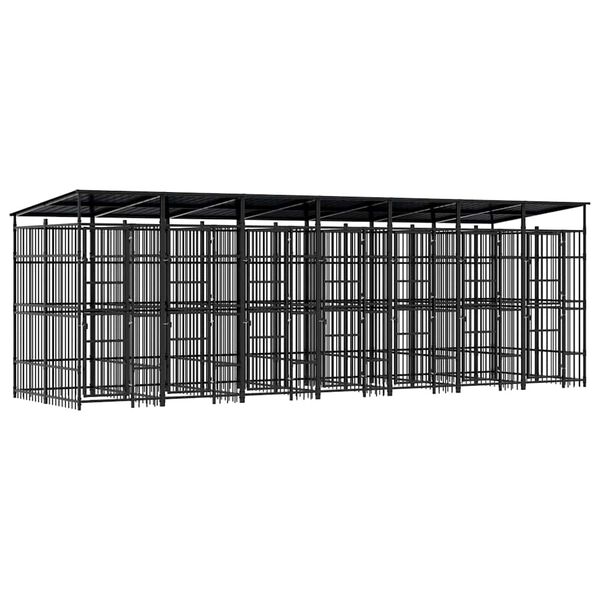 vidaXL Dog Kennel Black Powder-coated steel 139.9 ft&sup2; Durable