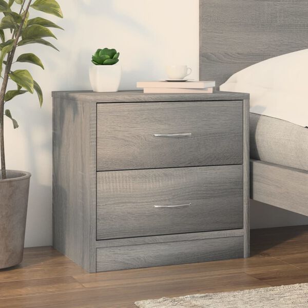 vidaXL Bedside Cabinet Grey sonoma Engineered wood Standard Storage