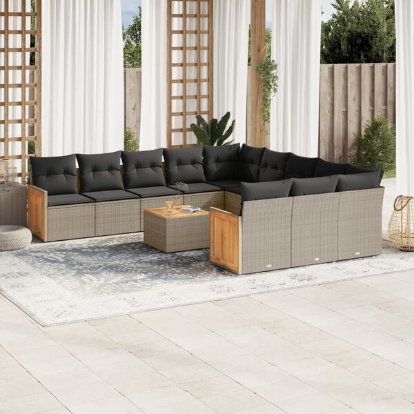 vidaXL Garden Sofa Set Grey PE rattan Large Modular Garden Sofa Set