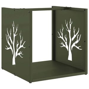 vidaXL Firewood Rack Olive Green 15.7x15.7x15.7" Cold-rolled steel