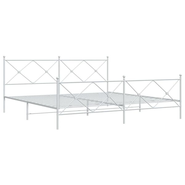 vidaXL Bed Frame White Steel 79 in x 79 in Bed Frame Rectangular