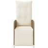 vidaXL Reclining Garden Chair Beige PE rattan, Powder-coated steel