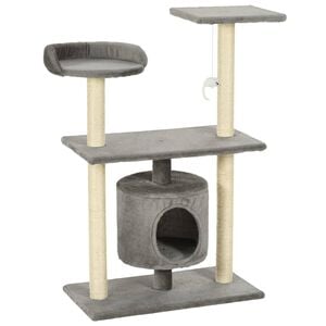 vidaXL Cat Tree Grey Engineered wood Medium Cat Tree Rectangular