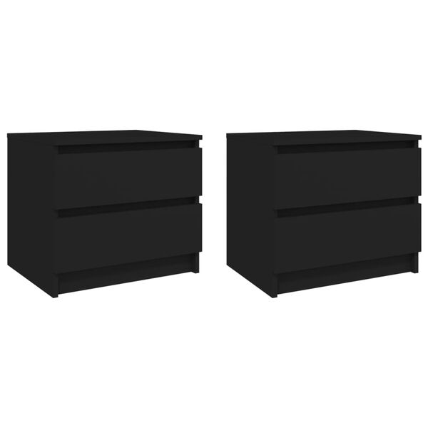 vidaXL Bed Cabinet Set of 2 Black Engineered wood Bed Cabinet