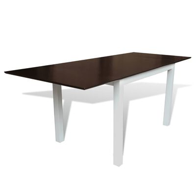 vidaXL Extending Dining Table Rubberwood Brown and White 74.8"