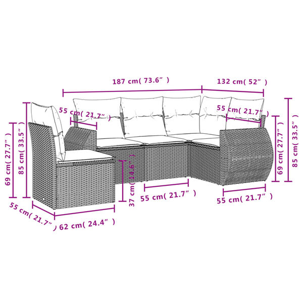 vidaXL Garden Sofa Set Black