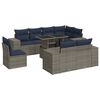 vidaXL 9 Piece Patio Sofa Set with Cushions Gray Poly Rattan Acacia