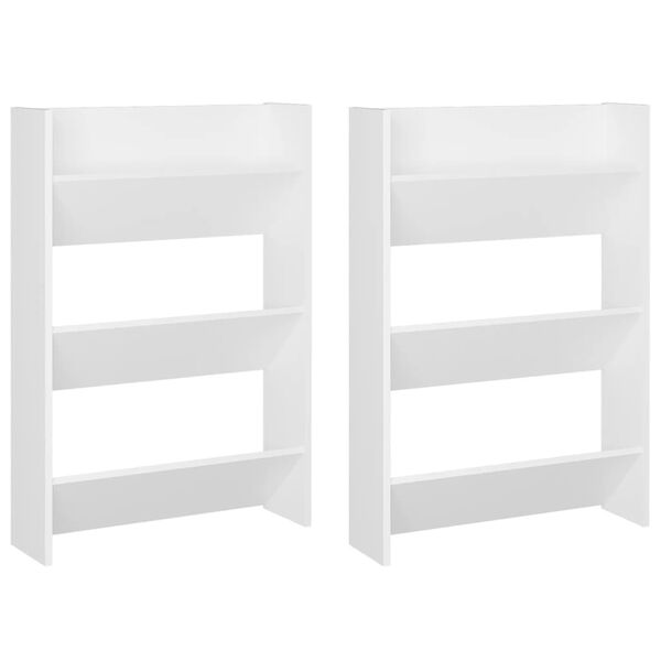 vidaXL Wall Shoe Cabinets 2 pcs White 23.6"x7.1"x35.4" Engineered Wood