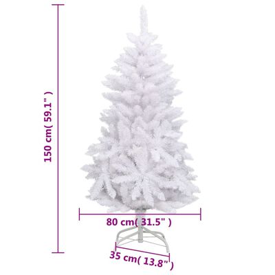 vidaXL Artificial Hinged Christmas Tree with Stand White 59.1"