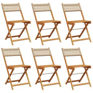 vidaXL Garden Chair Set of 6 Beige Solid acacia wood Standard Foldable