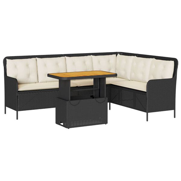 vidaXL 2 Piece Patio Sofa Set with Cushions Black Poly Rattan