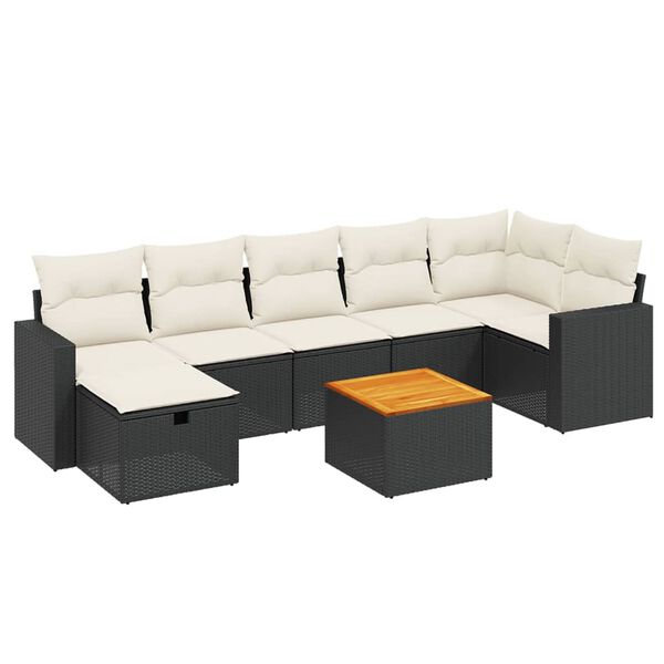 vidaXL Garden Sofa Set Black and Cream White