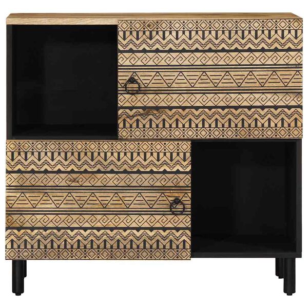 vidaXL Sideboard Black and natural wood Solid rough mango wood, iron