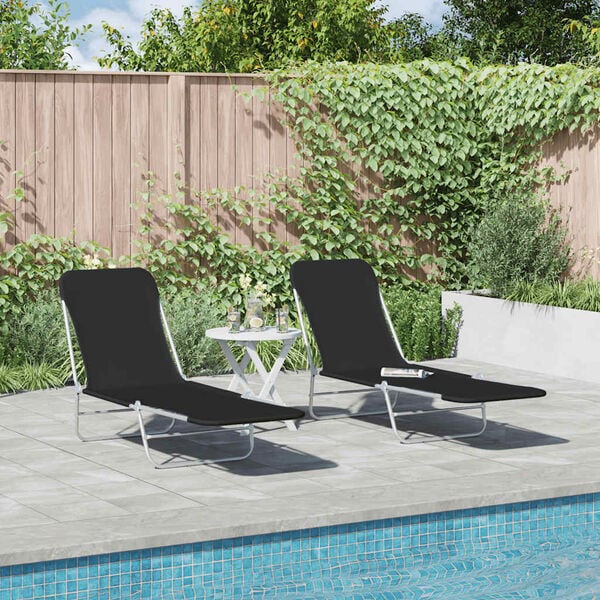 vidaXL Sunlounger Set of 2 Black
