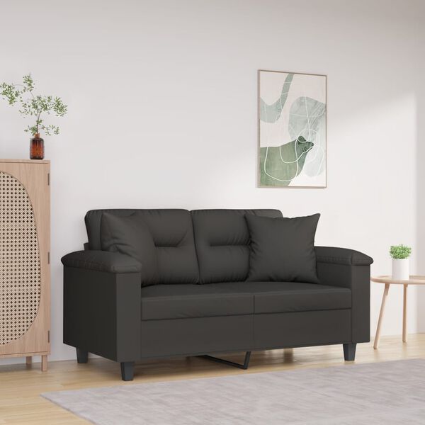 vidaXL 2-seater Sofa Dark grey Microfiber, metal, plywood Medium