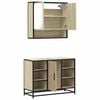 vidaXL Bathroom Furniture Set Sonoma Oak Engineered Wood, Metal, Glass