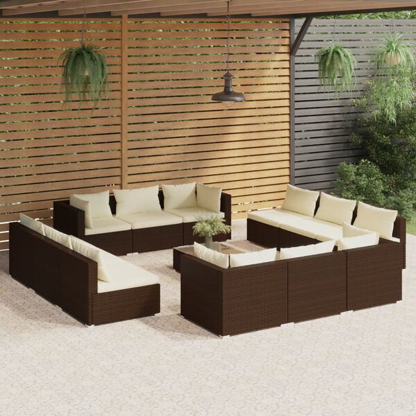 vidaXL Garden Lounge Set Brown, Cream