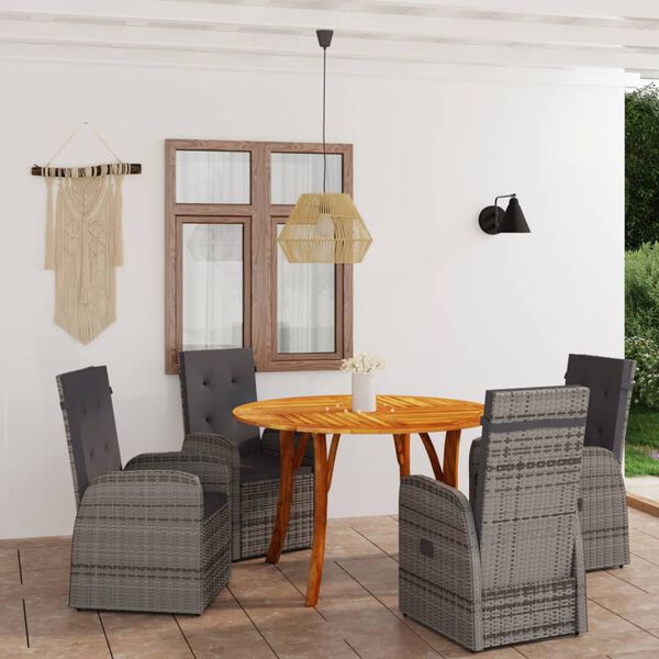 vidaXL 5 Piece Patio Dining Set Gray