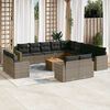 vidaXL Garden Sofa Set Set of 14 Grey PE rattan Large Adjustable Feet