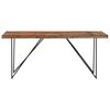 vidaXL Dining Table Natural and black Solid acacia wood and steel Large