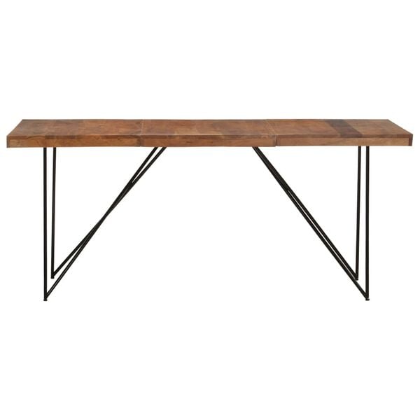 vidaXL Dining Table Natural and black Solid acacia wood and steel Large
