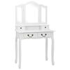 vidaXL Dressing Table Set with Stool White 31.5x27.2x55.5" Paulownia Wood