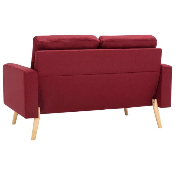 vidaXL Sofa Wine Red Fabric (100% polyester), solid pine wood, rubberwood