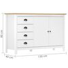vidaXL Sideboard White and honey brown Solid pine wood Medium Sideboard